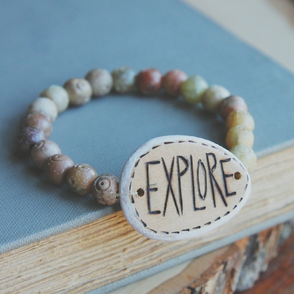 Explore ~ a handmade boho stretch bracelet. - Picture 1 of 4